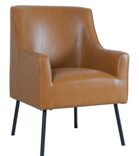 Kirkland's Home Faux Leather Black Legs Accent Chair- Accent Chairs