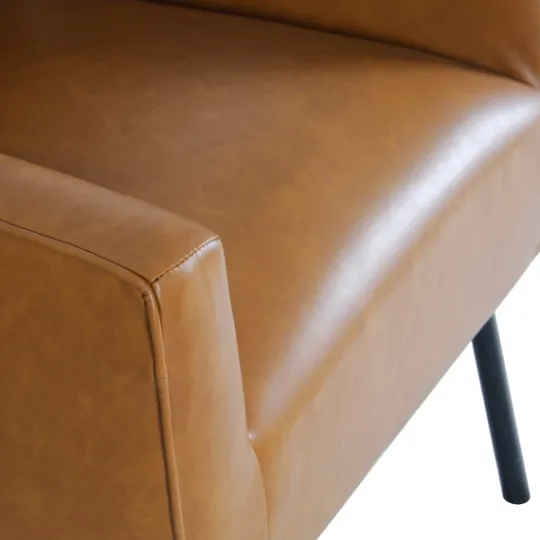 Kirkland's Home Faux Leather Black Legs Accent Chair- Accent Chairs
