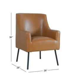 Kirkland's Home Faux Leather Black Legs Accent Chair- Accent Chairs
