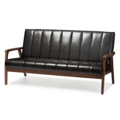 Kirkland's Home Faux Leather Channel Sofa, 63 In.- Sofas & Loveseats
