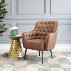 Kirkland's Home Faux Leather Classic Accent Chair- Accent Chairs