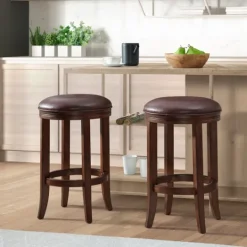 Kirkland's Home Faux Leather Counter Stools, Set Of 2- Bar Stools & Counter Height Stools
