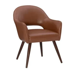 Kirkland's Home Faux Leather Curved Open Back Dining Chair- Dining Chairs