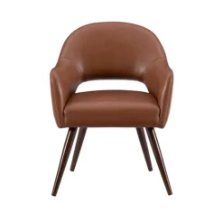 Kirkland's Home Faux Leather Curved Open Back Dining Chair- Dining Chairs
