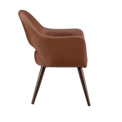 Kirkland's Home Faux Leather Curved Open Back Dining Chair- Dining Chairs