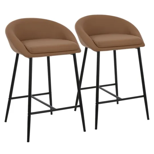 Kirkland's Home Faux Leather Low Counter Stools, Set Of 2- Bar Stools & Counter Height Stools