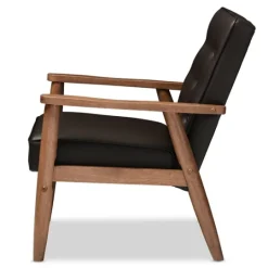 Kirkland's Home Faux Leather Mid-Century Modern Accent Chair- Accent Chairs