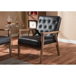 Kirkland's Home Faux Leather Mid-Century Modern Accent Chair- Accent Chairs