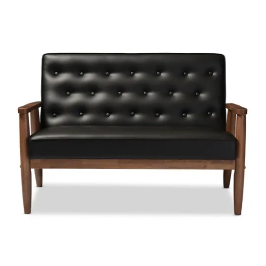 Kirkland's Home Faux Leather Modern 2-Seat Loveseat- Sofas & Loveseats