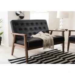 Kirkland's Home Faux Leather Modern 2-Seat Loveseat- Sofas & Loveseats