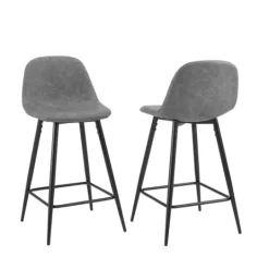 Kirkland's Home Faux Leather Slope Counter Stools, Set Of 2- Bar Stools & Counter Height Stools
