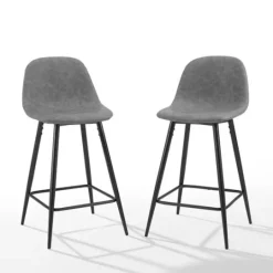 Kirkland's Home Faux Leather Slope Counter Stools, Set Of 2- Bar Stools & Counter Height Stools