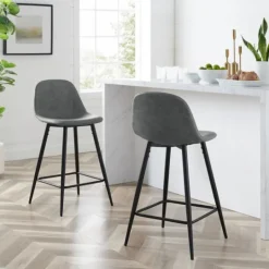 Kirkland's Home Faux Leather Slope Counter Stools, Set Of 2- Bar Stools & Counter Height Stools