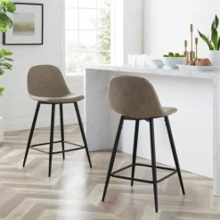Kirkland's Home Faux Leather Slope Counter Stools, Set Of 2- Bar Stools & Counter Height Stools