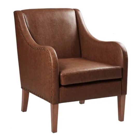 Kirkland's Home Faux Leather Sloped Arm Accent Chair- Accent Chairs
