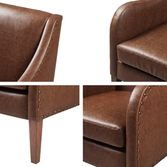 Kirkland's Home Faux Leather Sloped Arm Accent Chair- Accent Chairs