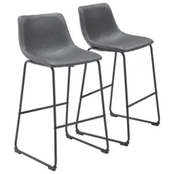 Kirkland's Home Faux Leather Sloped Bar Stools, Set Of 2- Bar Stools & Counter Height Stools