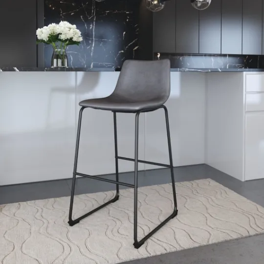 Kirkland's Home Faux Leather Sloped Bar Stools, Set Of 2- Bar Stools & Counter Height Stools