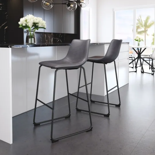 Kirkland's Home Faux Leather Sloped Bar Stools, Set Of 2- Bar Stools & Counter Height Stools