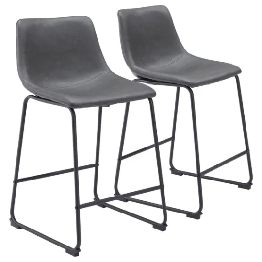 Kirkland's Home Faux Leather Sloped Counter Stools, Set Of 2- Bar Stools & Counter Height Stools
