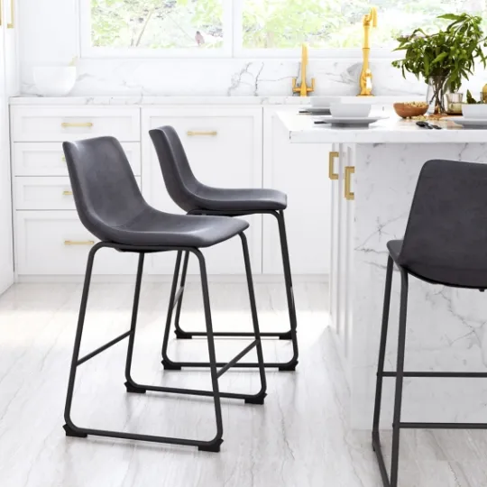 Kirkland's Home Faux Leather Sloped Counter Stools, Set Of 2- Bar Stools & Counter Height Stools