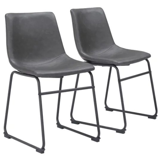 Kirkland's Home Faux Leather Sloped Dining Chairs, Set Of 2- Dining Chairs