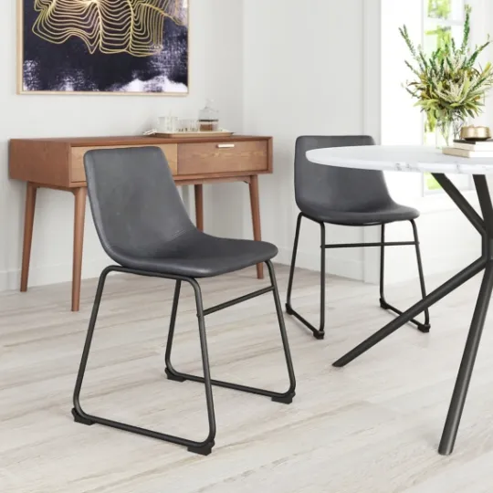 Kirkland's Home Faux Leather Sloped Dining Chairs, Set Of 2- Dining Chairs