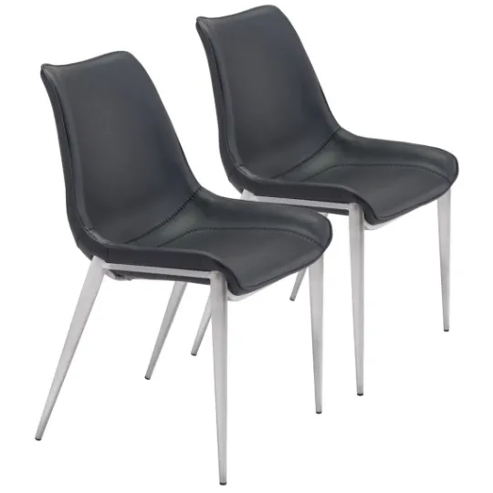 Kirkland's Home Faux Leather Stitch Dining Chairs, Set Of 2- Dining Chairs