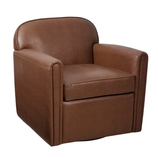 Kirkland's Home Faux Leather Swivel Club Chair- Accent Chairs