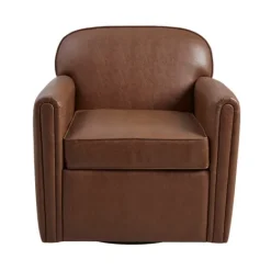 Kirkland's Home Faux Leather Swivel Club Chair- Accent Chairs