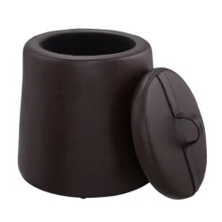 Kirkland's Home Faux Leather Top Handle Storage Ottoman- Benches & Ottomans