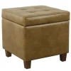 Kirkland's Home Faux Leather Tufted Storage Ottoman- Benches & Ottomans