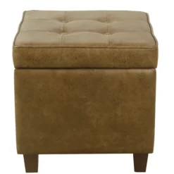 Kirkland's Home Faux Leather Tufted Storage Ottoman- Benches & Ottomans