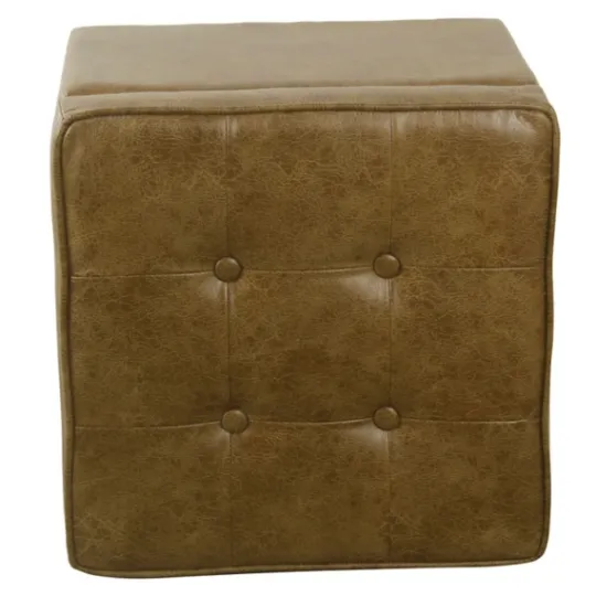Kirkland's Home Faux Leather Tufted Storage Ottoman- Benches & Ottomans