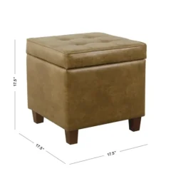Kirkland's Home Faux Leather Tufted Storage Ottoman- Benches & Ottomans