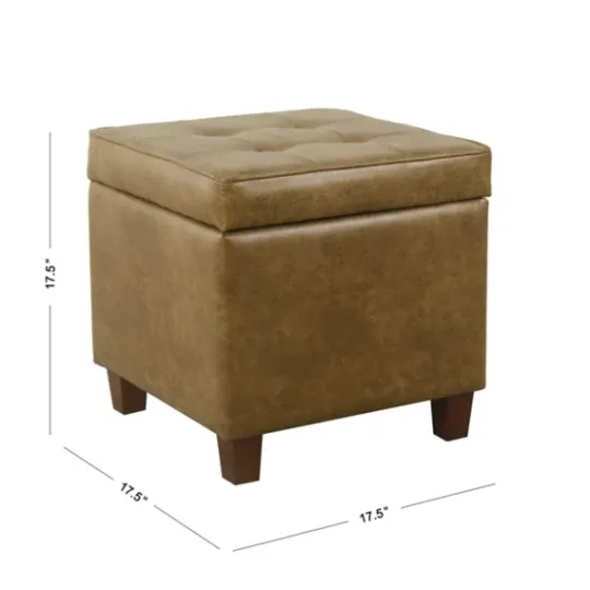 Kirkland's Home Faux Leather Tufted Storage Ottoman- Benches & Ottomans