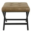Kirkland's Home Faux Leather Tufted X-Frame Bench- Benches & Ottomans