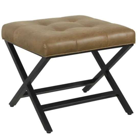Kirkland's Home Faux Leather Tufted X-Frame Bench- Benches & Ottomans
