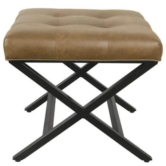 Kirkland's Home Faux Leather Tufted X-Frame Bench- Benches & Ottomans