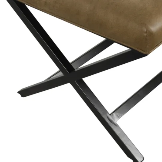 Kirkland's Home Faux Leather Tufted X-Frame Bench- Benches & Ottomans