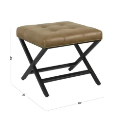 Kirkland's Home Faux Leather Tufted X-Frame Bench- Benches & Ottomans