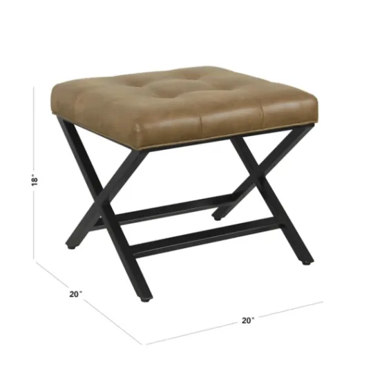 Kirkland's Home Faux Leather Tufted X-Frame Bench- Benches & Ottomans