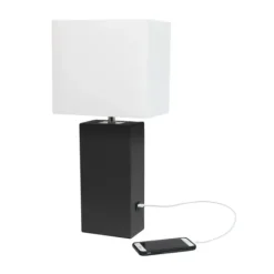 Kirkland's Home Faux Leather Usb Table Lamp- Table Lamps