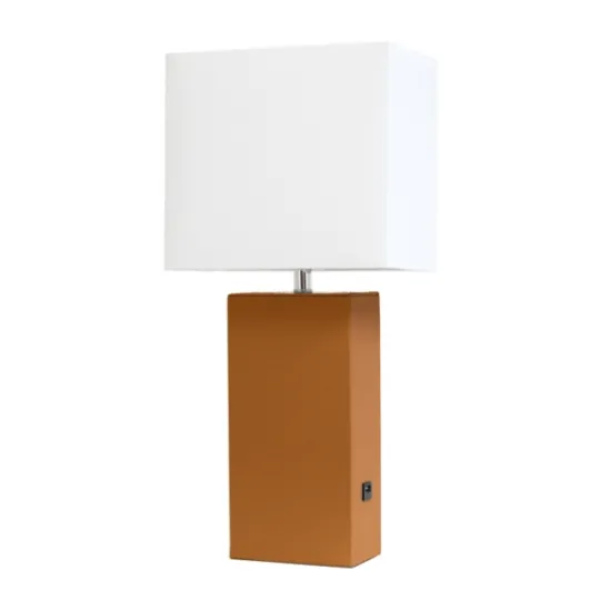 Kirkland's Home Faux Leather Usb Table Lamp- Table Lamps