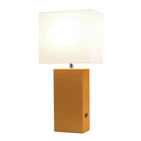 Kirkland's Home Faux Leather Usb Table Lamp- Table Lamps