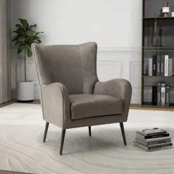 Kirkland's Home Faux Leather Wingback Accent Chair- Accent Chairs