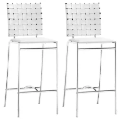 Kirkland's Home Faux Leather Woven Counter Stools, Set Of 2- Bar Stools & Counter Height Stools