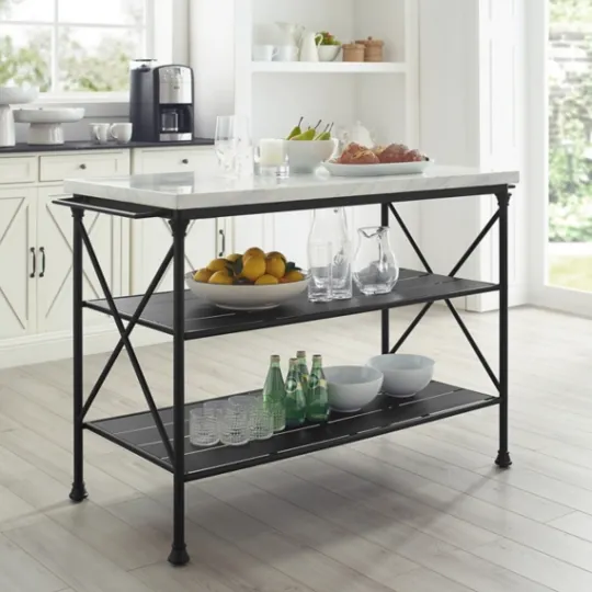 Kirkland's Home Faux Marble Top 3-Tier Melody Kitchen Island- Kitchen Islands & Bar Carts