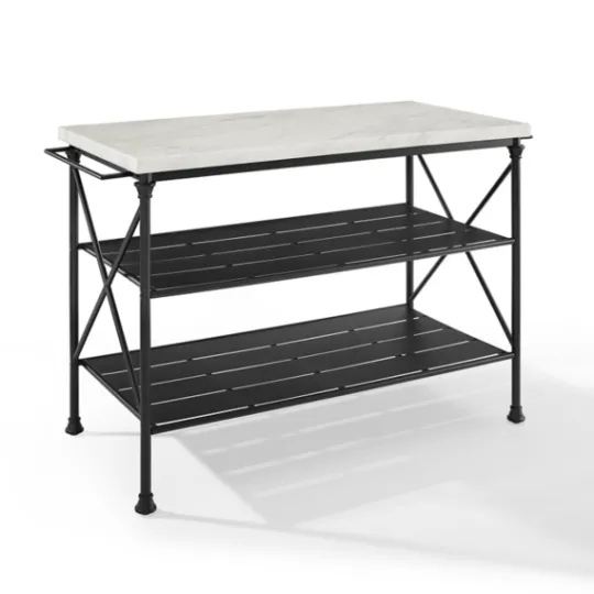 Kirkland's Home Faux Marble Top 3-Tier Melody Kitchen Island- Kitchen Islands & Bar Carts