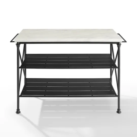 Kirkland's Home Faux Marble Top 3-Tier Melody Kitchen Island- Kitchen Islands & Bar Carts